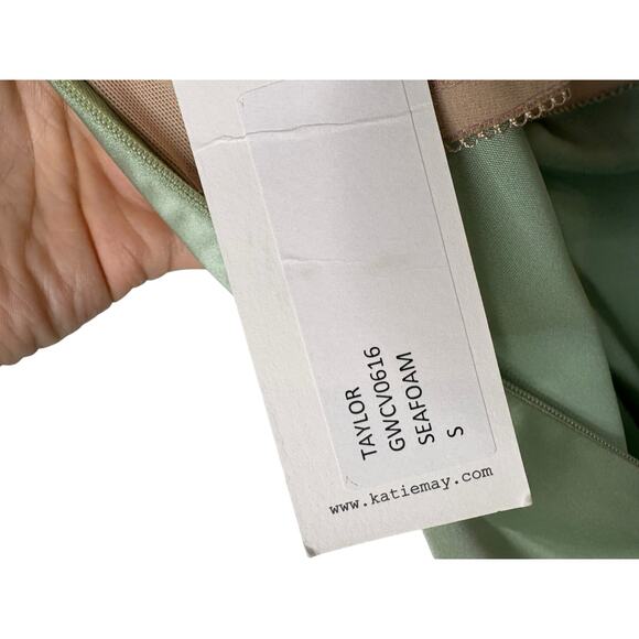 Katie May Taylor Strapless Gown Satin Party Formal Wedding Gala Prom Green Sz S - Picture 12 of 16